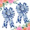2 Pcs Spring Wreath Bows – Blue & White Floral Burlap Bows for Front Door Wreaths, Tree Toppers, Birthday Parties, and Indoor Outdoor Spring Decorations